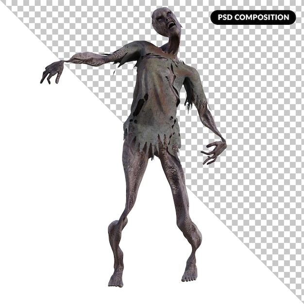 PSD premium di rendering 3d isolato zombie 3d