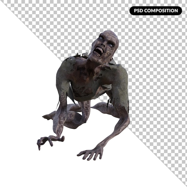 PSD premium di rendering 3d isolato zombie 3d