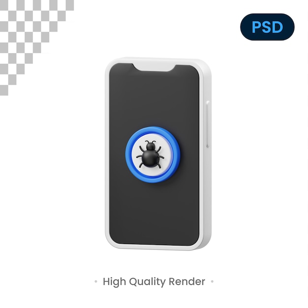 PSD psd premium do ícone 3d do vírus móvel