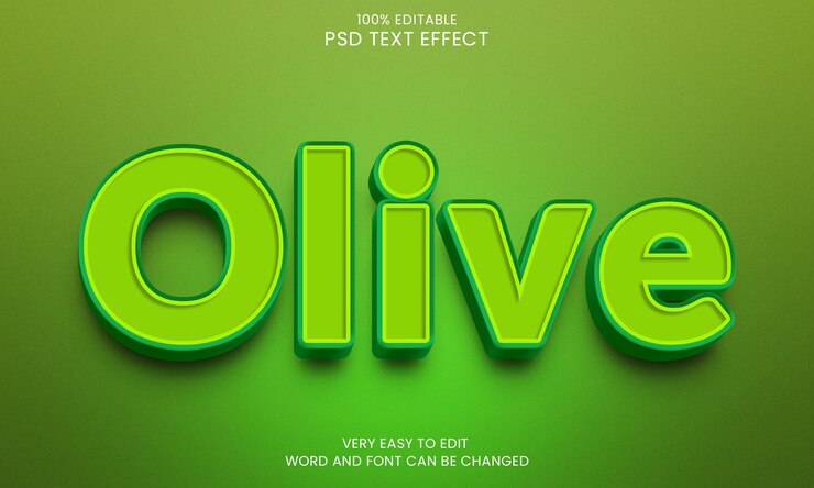 PSD psd premium de efecto de texto 3d verde oliva con fondo