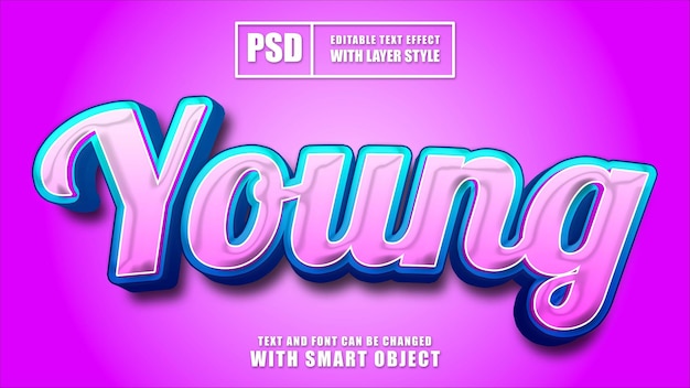 PSD psd premium de efecto de texto editable 3d joven con objeto inteligente