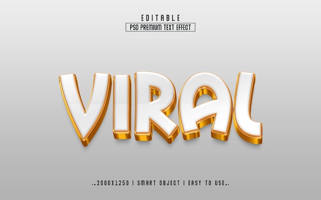 PSD premium de efecto de texto editable 3d viral con fondo