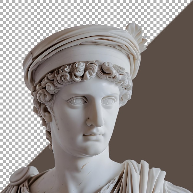 PSD Premium File Png de estátua grega romana de mármore contra fundo branco