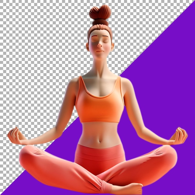 PSD Premium File Png de uma menina de ioga posando contra um fundo branco