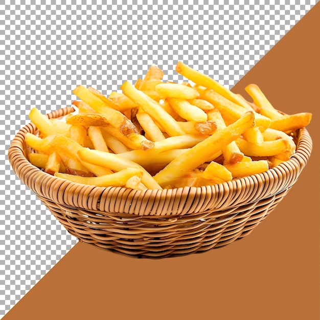 PSD Premium File Png di un cesto di patatine fritte su sfondo bianco