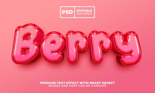 Psd Premium De Style D'effet De Texte Modifiable En 3d De Baies Fraîches