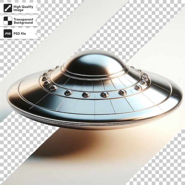 PSD psd de primer plano de un extraterrestre ufo en un fondo transparente con capa de máscara editable