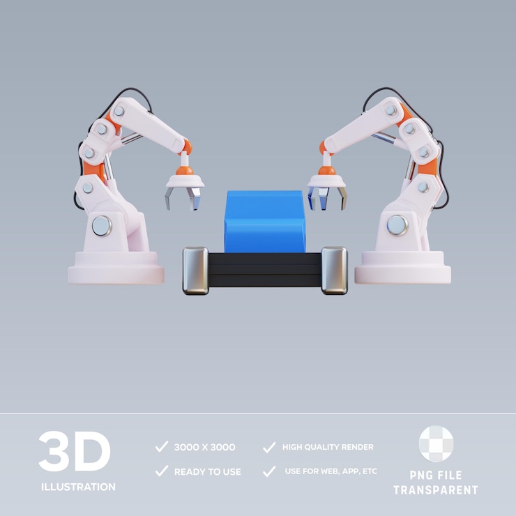 PSD psd production robot 3d illustration