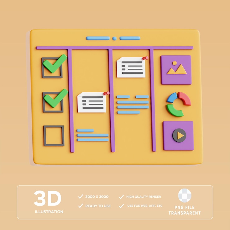 PSD psd project management 3d illustration
