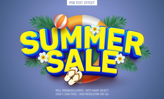 PSD Promoción de venta de verano de fin de temporada con efecto de texto editable estilo 3d