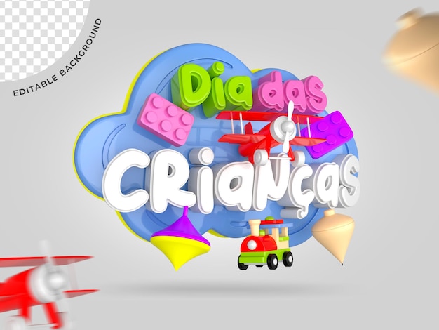 Psd promozione giorno dei bambini brasile timbro sigillo 3d per composizione Premium Psd