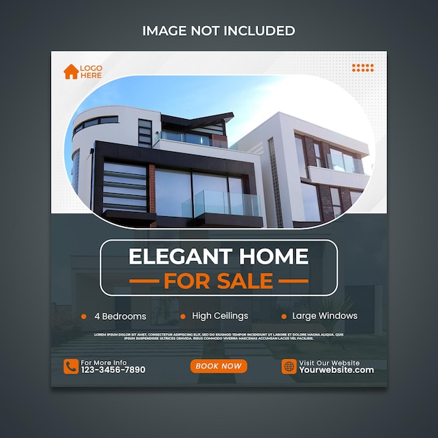 PSD propiedad inmobiliaria casa propiedad instagram post o plantilla de banner web cuadrado