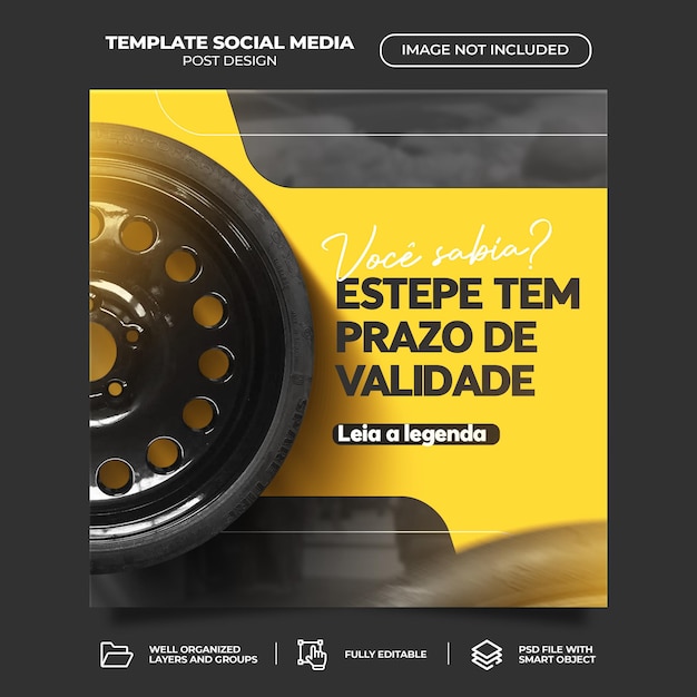 PSD psd psd modelo de postagem de mídia social de reparo de carro modelo de banner instagram português brasileiro