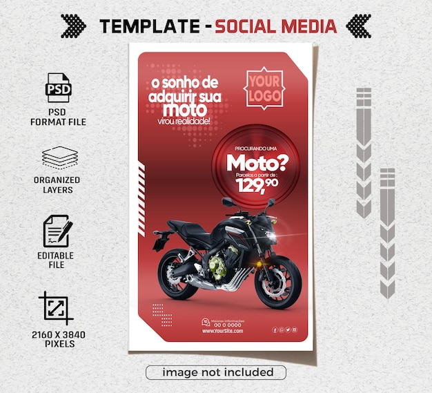 PSD psd publicación en redes sociales para campaña de consorcio y ventas de motocicleta