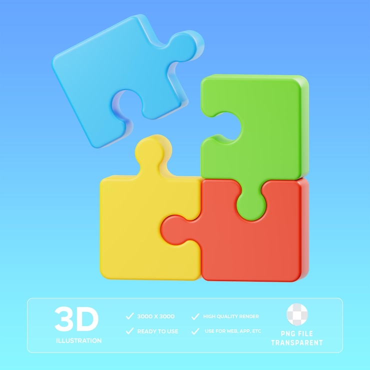 PSD psd puzzle giocattolo 3d illustrazione