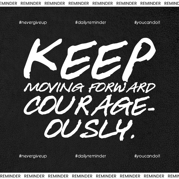 PSD Qoutes motivazionale su sfondo nero modello di post Instagram
