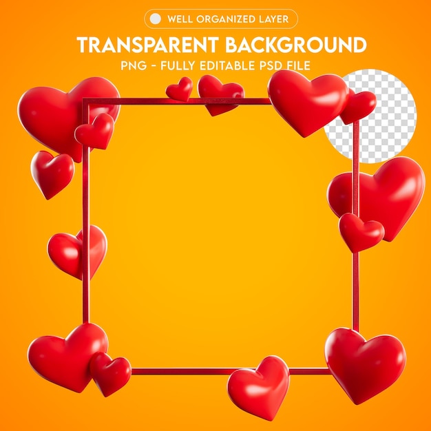 PSD Quadrat und Herzen Valentinstag PNG Transparent