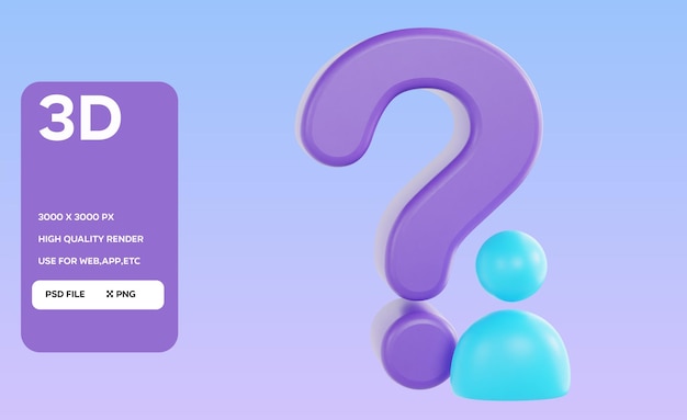 PSD Question Mark 3D Illustration