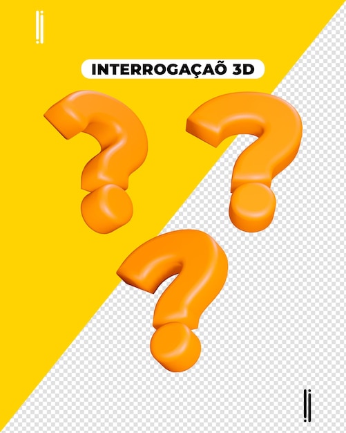 psd question mark ask isolated on transparent background 3d render