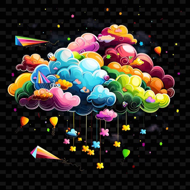 PSD psd radiant neon glow cloud art un concept unique de jeu d'actif pour les concepts abstraits