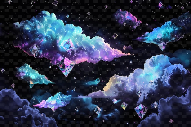 Psd Radiant Neon Glow Cloud Art Un Concept Unique De Jeu D'actif Pour Les Concepts Abstraits