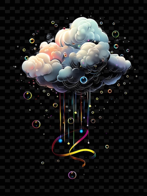 Psd radiant neon glow cloud art concepto único activo de juego para diseños abstractos