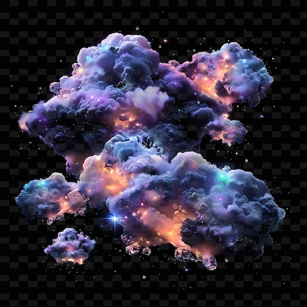 Psd radiant neon glow cloud art concepto único activo de juego para diseños abstractos