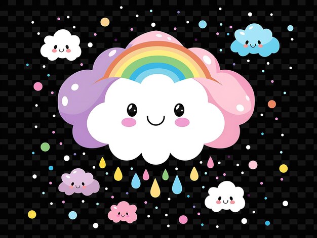 PSD Radiant Neon Glow Cloud Art Concepto único Activo de juego para diseños abstractos