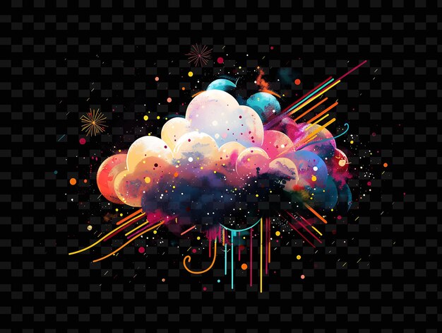 Psd radiant neon glow cloud art concepto único activo de juego para diseños abstractos