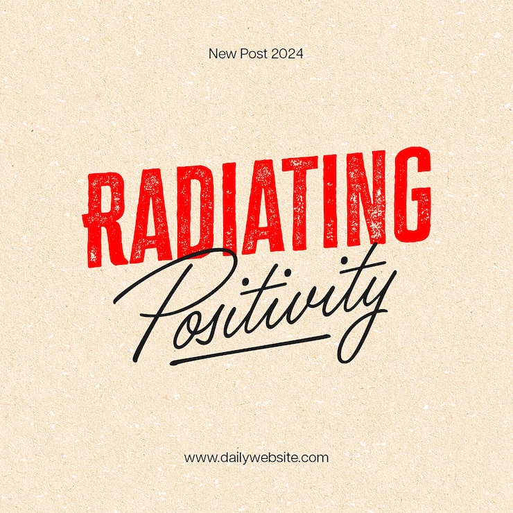 PSD psd radiating positivity typography design per i social media e il modello di post di instagram