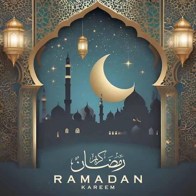 Psd ramadan kareem arabische goldene banner design vorlage