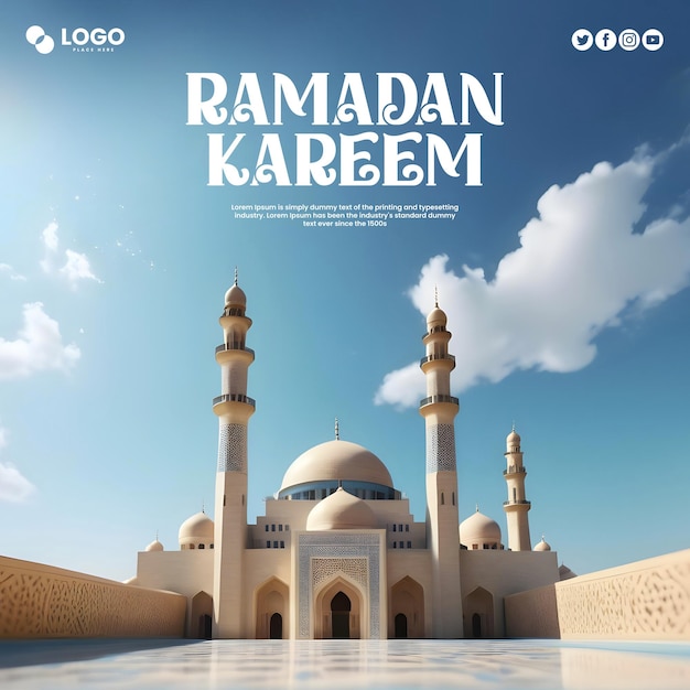 Psd ramadan kareem festival islâmico modelo de postagem de mídia social