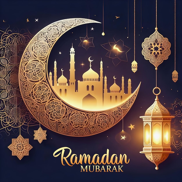 Psd ramadan kareem grüße goldener hintergrund 3d islamischer hintergrund