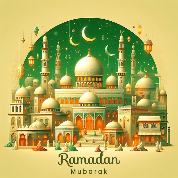 PSD Ramadan Kareem Mubarak design de fundo islâmico para todos os muçulmanos