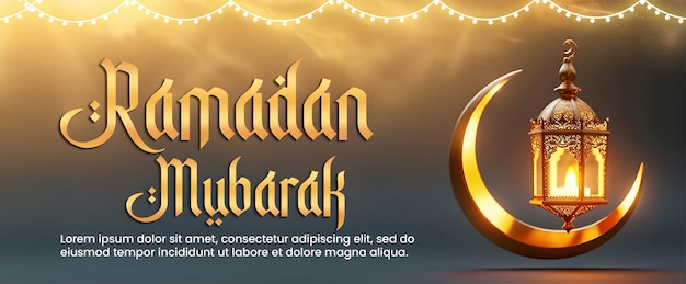 PSD Ramadan Kareem saluti social media post con effetto neon testo modificabile sfondo Ramadhan.