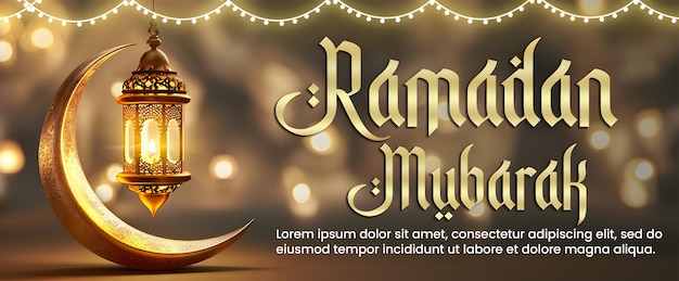 PSD Ramadan Kareem Tarjeta de saludos Banner de fondo Diseño con texto editable.