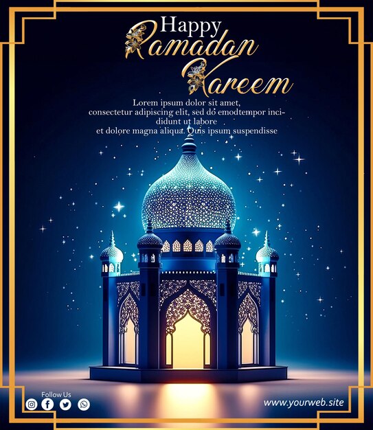 PSD-Ramadan-Poster mit Foto einer wunderschönen Moschee