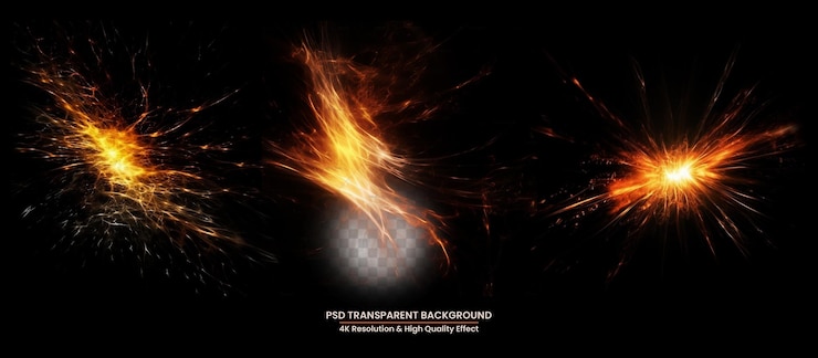 PSD psd rayos de fuego fondo transparente