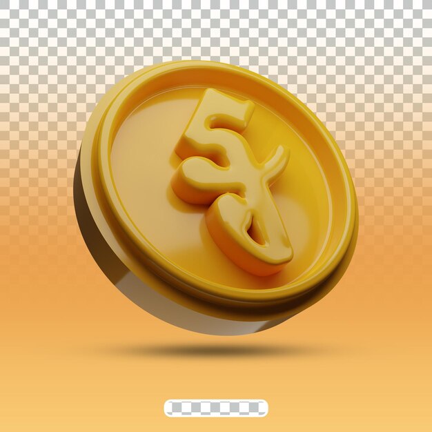 PSD Realista Camboya Riel moneda de oro 3D Render
