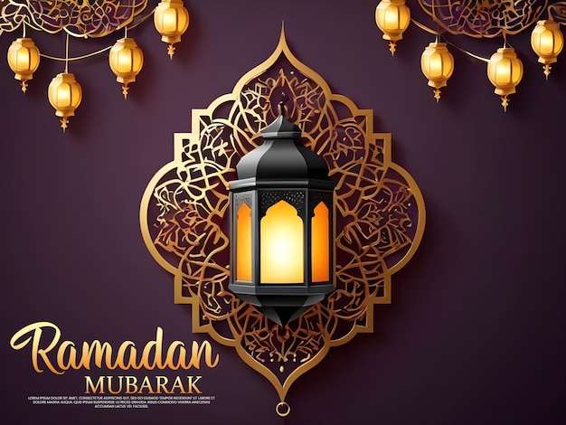 PSD psd réaliste de luxe islamique ramadan kareem lampe d'éclairage eid mubarak kareem arrière-plan