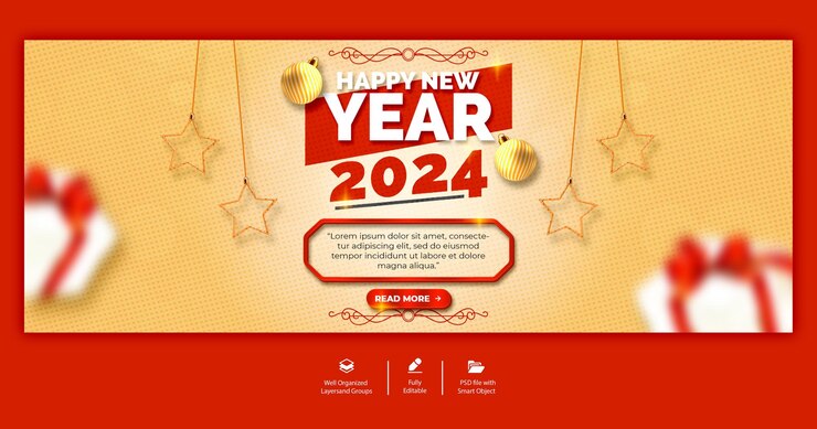 PSD psd realistic new year social media cover template