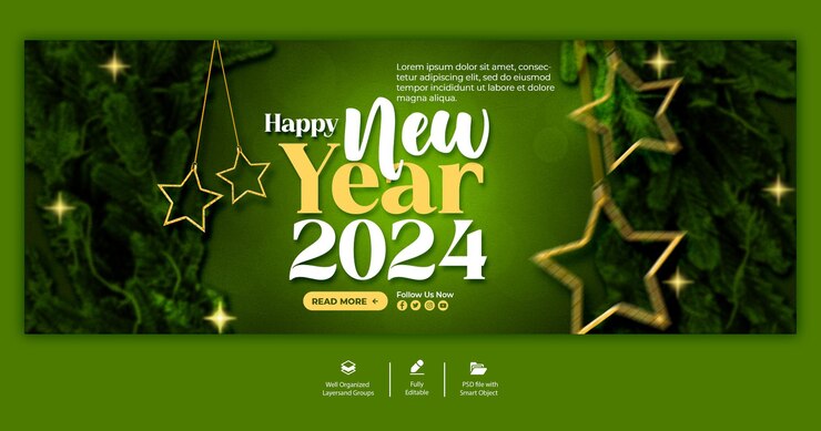 PSD psd realistic new year social media cover template