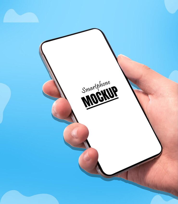 PSD realistic smartphone with hand mockup