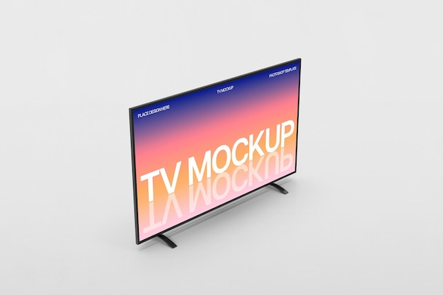 Psd Realistic TV Mockup on White Background