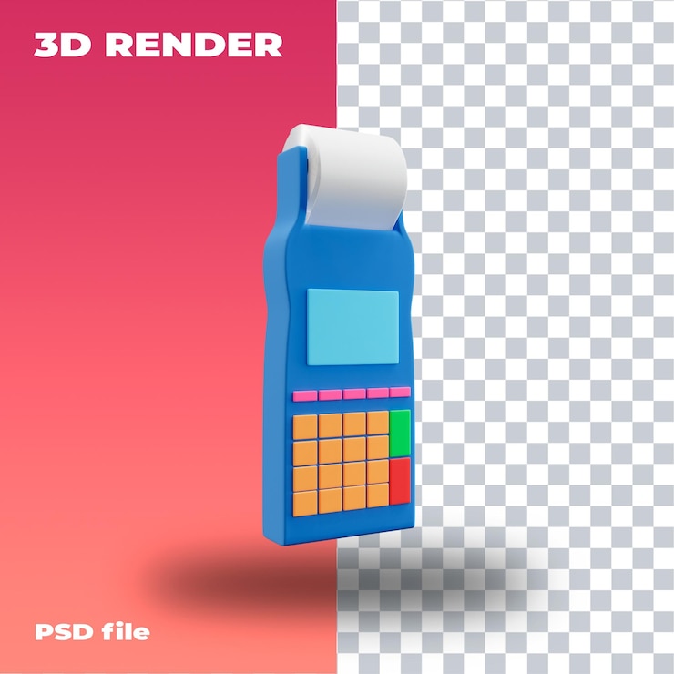 PSD psd recibo máquina ilustración 3d renderizado 3d icono