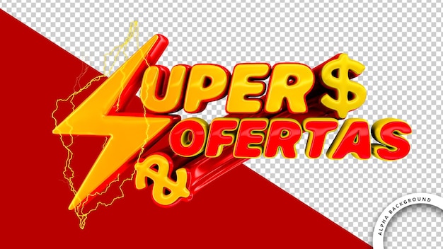 Psd Red Super Offre Vente En 3d Rendu Portugais En Arrière-plan Transparent