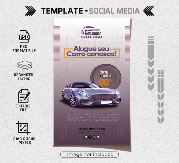 PSD Redes sociales para divulgación de ventas y compra de carros.