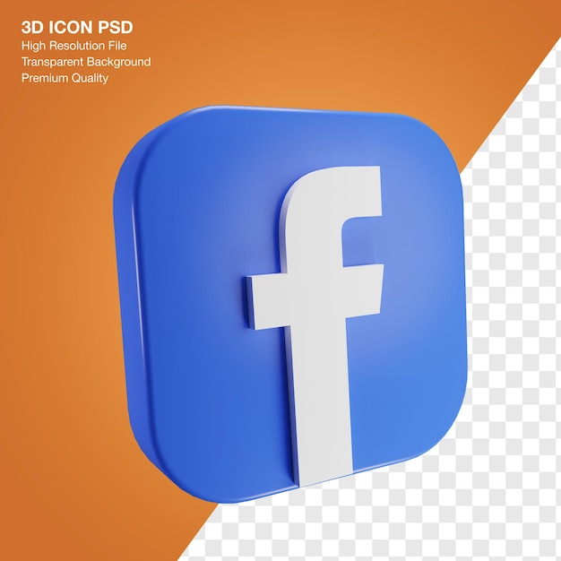 PSD, redes sociales, facebook, logotipo, en, 3d, cuadrado, icono