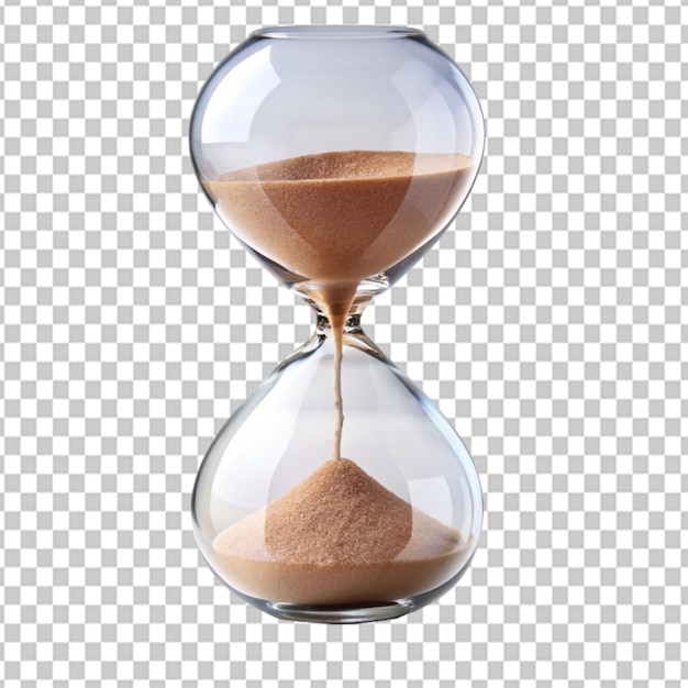 Psd de una reflexión de vidrio en forma de reloj de arena en un fondo transparente