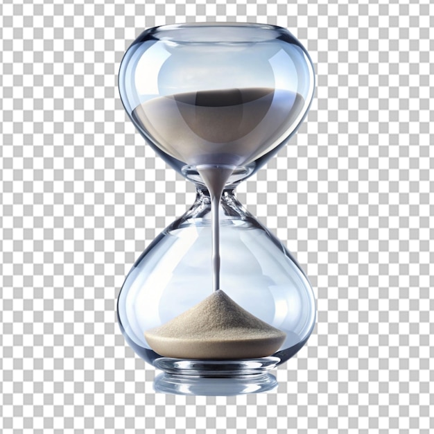 PSD psd de una reflexión de vidrio en forma de reloj de arena en un fondo transparente